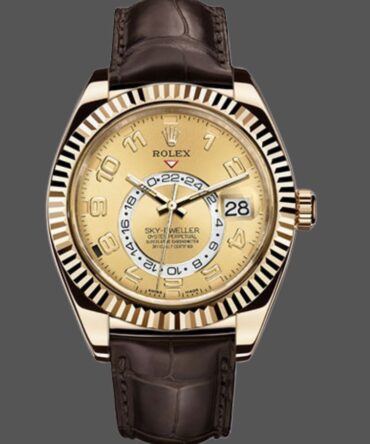 Rolex Sky-Dweller 326138 Champagne Arabic Dial Yellow Gold 42MM Mens Replica Watch