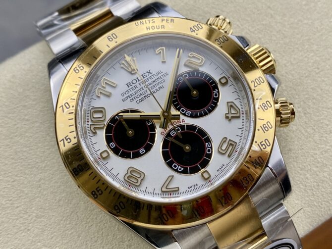 Rolex Daytona 116523 White Arabic Panda Dial 40mm Mens Replica Watch