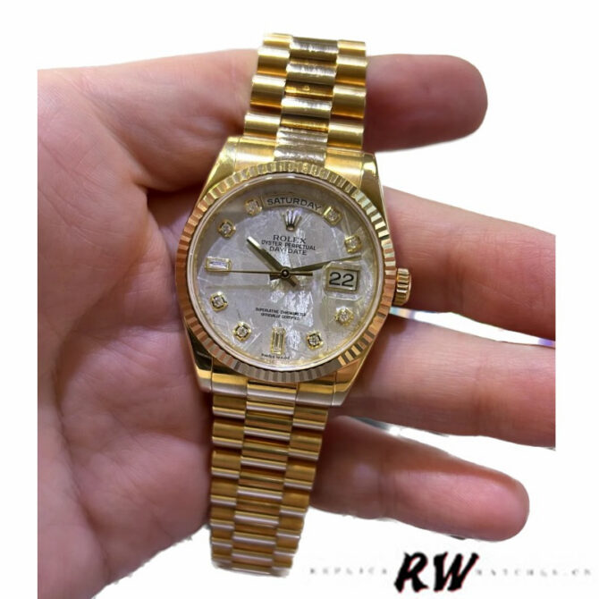 Replica Rolex Day-Date 118235 MOP Black Dial 36mm Unisex Watch