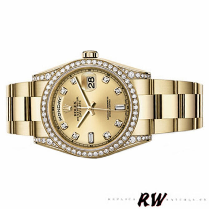 Replica Rolex Day-Date 118388 Champagne Roman Numeral Dial 36MM Unisex Watch