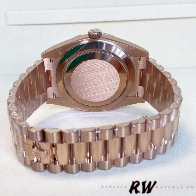 Replica Rolex Day-Date 228345RBR 0007 Sundust Diamond Dial Diamond Bezel 40mm Mens Watch