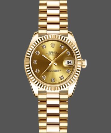 Rolex Datejust 179178 Champagne Diamonds Dial Yellow Gold 26MM Lady Replica Watch