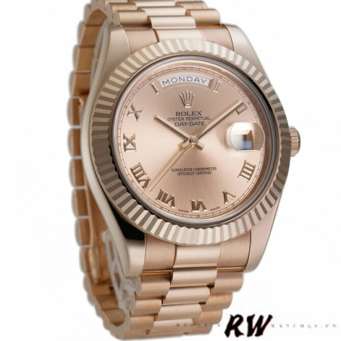 Replica Rolex Day-Date 218235 Rose Roman Dial Rose Gold 41MM Mens Watch