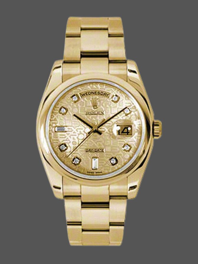Replica Rolex Day-Date 118209 Black dial white gold 36mm Unisex Watch