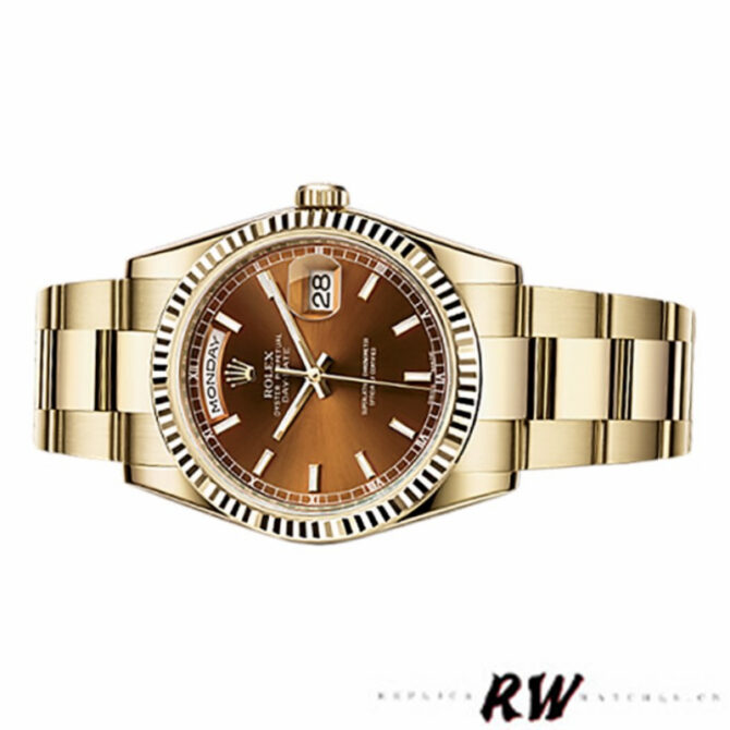 Replica Rolex Day-Date 118235 Rose Gold Chocolate Brown Dial 36mm Unisex Watch