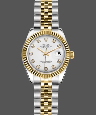 Rolex Datejust 179173 White Diamond Dial Fluted Bezel 26MM Lady Replica Watch