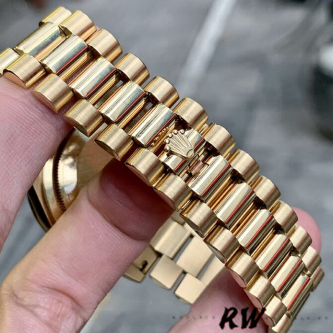 Replica Rolex Day-Date 118388 Yellow Gold White Roman Numeral Dial 36MM Unisex Watch