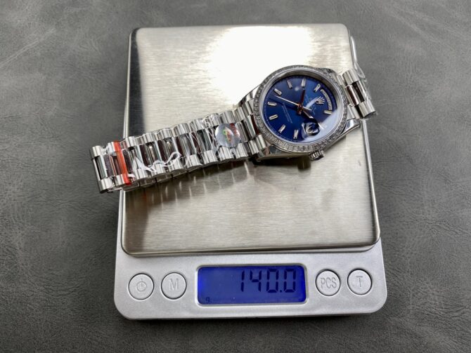 Replica Rolex Day Date 36mm Bright Blue Diamond-Set Dial Diamond-Set Bezel m128396tbr 0024