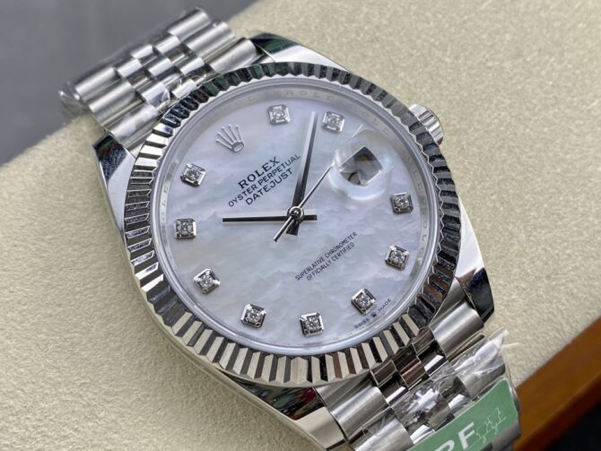 Rolex Datejust 41 Steel White Gold MOP Diamond Dial 126334 Men's Watch