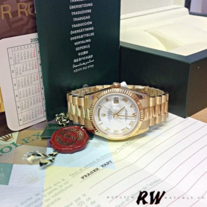 Replica Rolex Day-Date 118209 White Gold Copper Brown Dial 36mm Unisex Watch