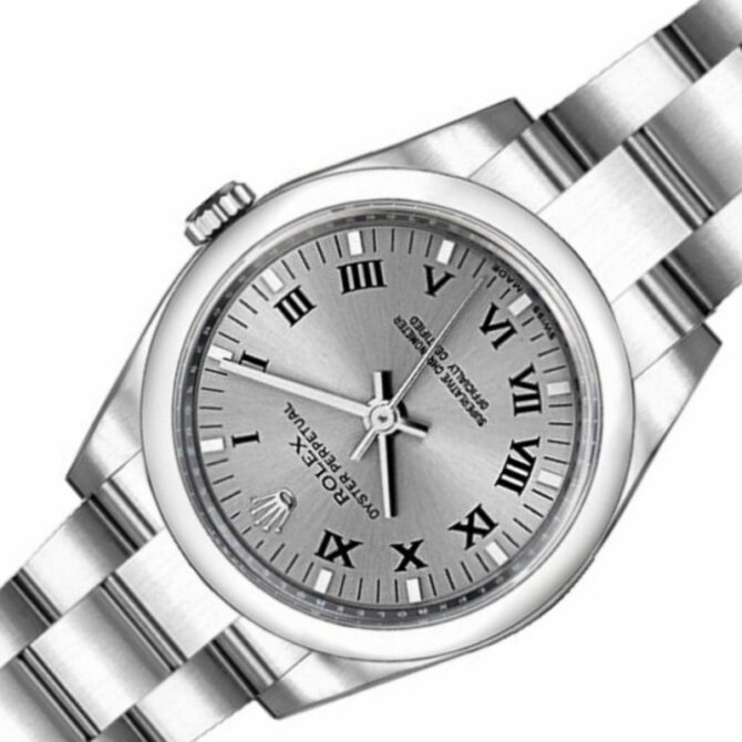 Rolex Oyster Perpetual 176200 Rhodium Grey Roman Numeral Dial 26mm Lady Replica Watch