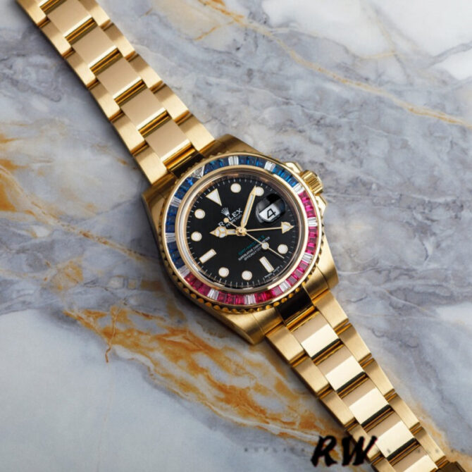 Rolex GMT-Master II 116758 Oyster Bracelet Black Dial Diamonds 40mm Mens Replica Watch