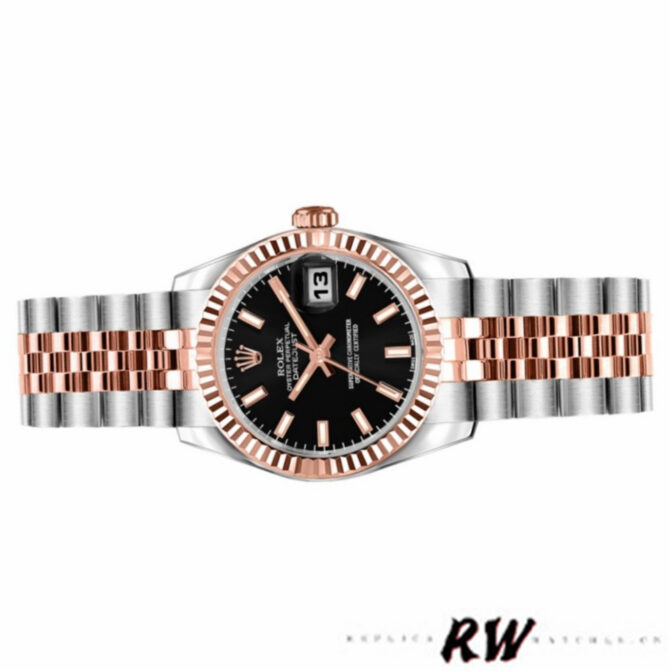 Rolex Datejust 179171 Black Dial Fluted Bezel 26MM Lady Replica Watch