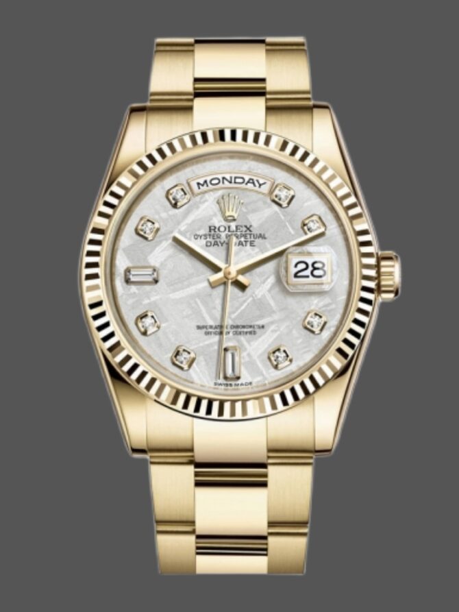 Replica Rolex Day-Date 118238 Diamond Meteorite Dial 36mm Unisex Watch