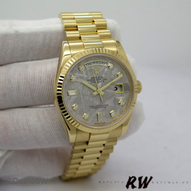 Replica Rolex Day-Date 118235 MOP Black Dial 36mm Unisex Watch
