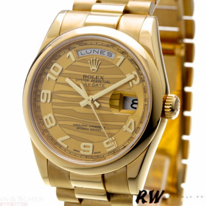 Replica Rolex Day-Date 118205 White Roman Numeral Dial 36mm Unisex Watch