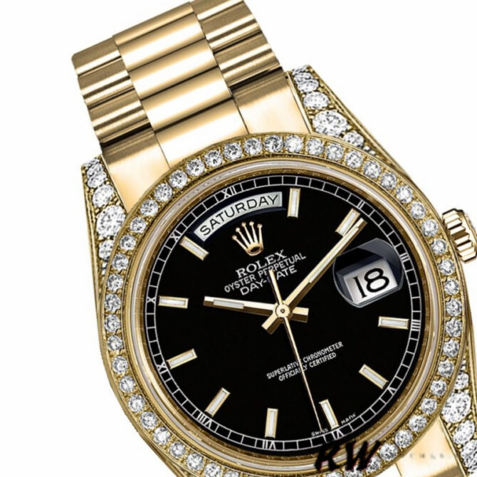 Replica Rolex Day-Date 118388 Black Index Dial 36mm Unisex Watch