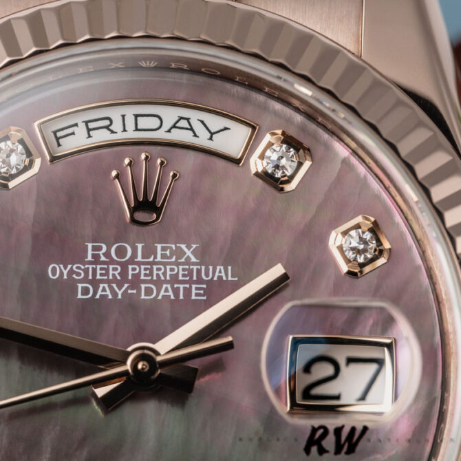Replica Rolex Day-Date 118235 MOP Black Dial 36mm Unisex Watch