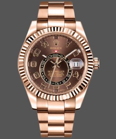 Rolex Sky-Dweller 326935 Everose Gold Chocolate Arabic Dial 42mm Mens Replica Watch