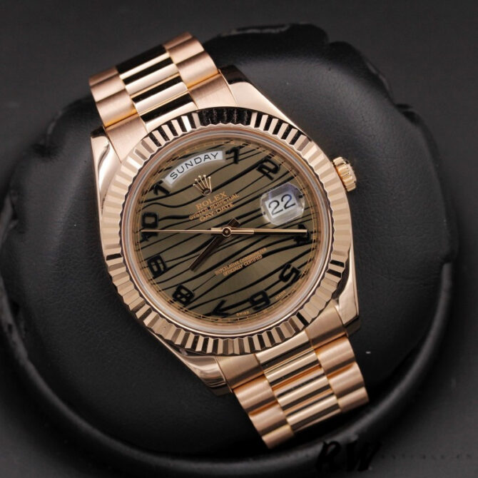Replica Rolex Day-Date 218238 Champagne Ruby Dial Yellow Gold 41MM Mens Watch
