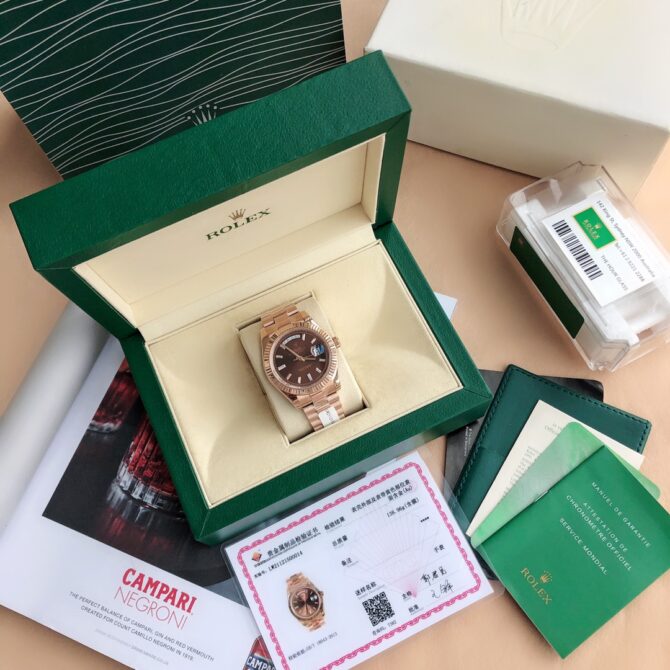 Replica Rolex Day-Date 118235 Rose Gold Chocolate Brown Dial 36mm Unisex Watch