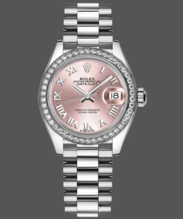 Rolex Datejust Diamond Bezel Pink Dial Roman Numerals hour markers 279136RBR 28mm Lady Replica Watch