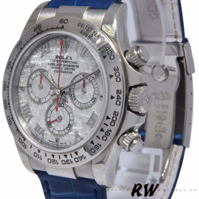 Rolex Daytona 116519 Blue Leather strap Meteorite Dial 40mm Mens Replica Watch