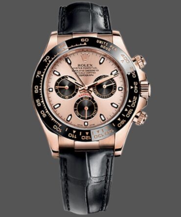 Rolex Cosmograph Daytona 116515LN Leather strap Black Pink Dial 40mm Mens Replica Watch