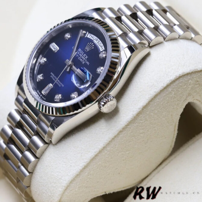 Replica Rolex Day-Date 128239 Blue Ombre Diamond Dial 36MM Unisex Watch
