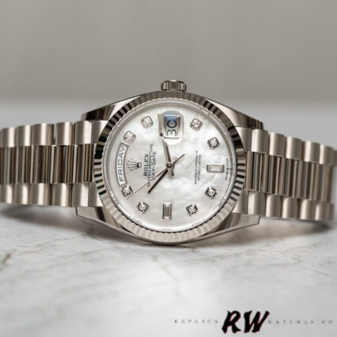 Replica Rolex Day-Date 128239 White Gold Mother of Pearl Dial 36MM Unisex Watch
