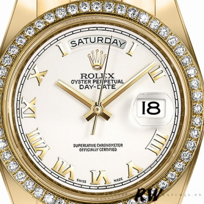 Replica Rolex Day-Date 218348 White Roman Dial 41MM Mens Watch