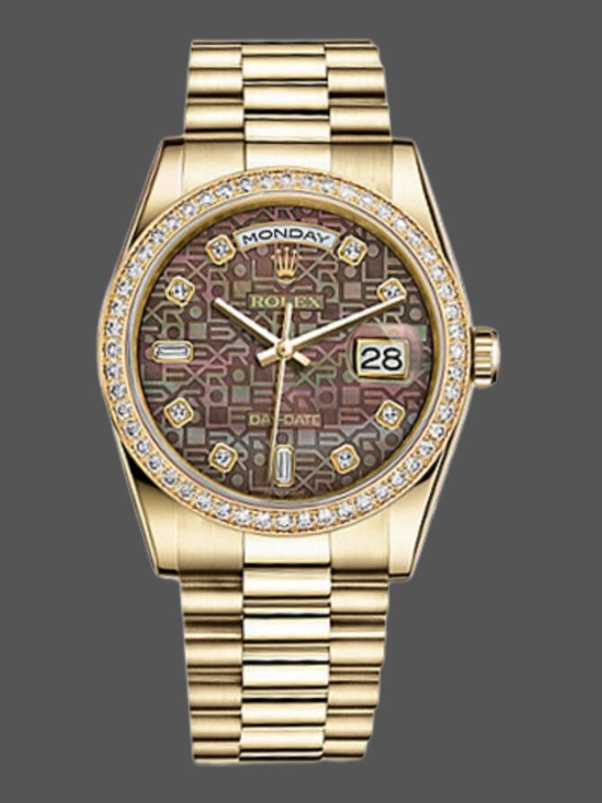 Replica Rolex Day-Date 118388 Black Diamond Dial 36mm Unisex Watch