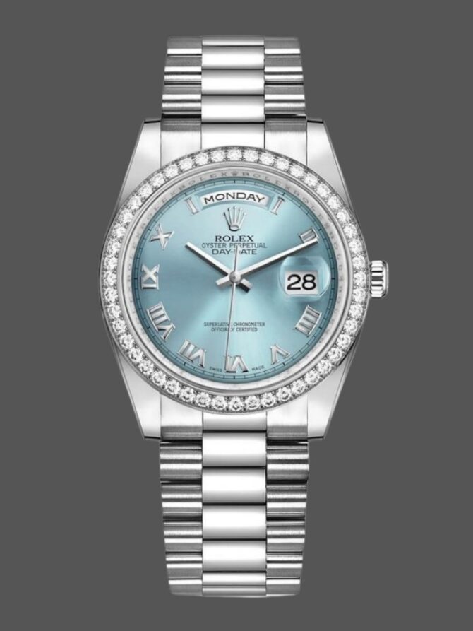 Replica Rolex Day-Date 118239 Rhodium Roman Dial 36mm Unisex Watch