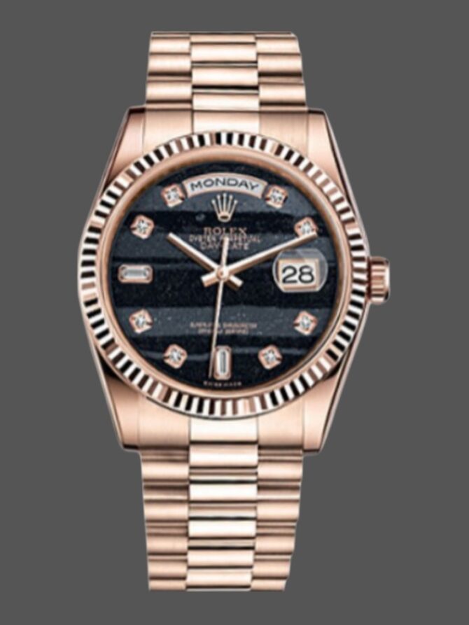 Replica Rolex Day-Date 118235 MOP Black Dial 36mm Unisex Watch