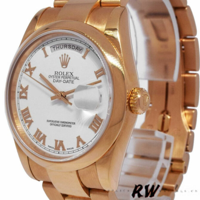 Replica Rolex Day-Date 118205 White Roman Numeral Dial 36mm Unisex Watch