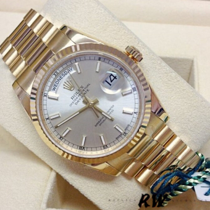 Replica Rolex Day-Date 118209 White Gold Copper Brown Dial 36mm Unisex Watch