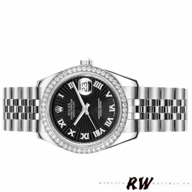 Rolex Datejust 178384 Stainless Steel Black Sunburst dial 31MM Lady Replica Watch