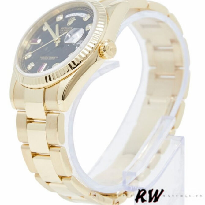 Replica Rolex Day-Date 118235 MOP Black Dial 36mm Unisex Watch