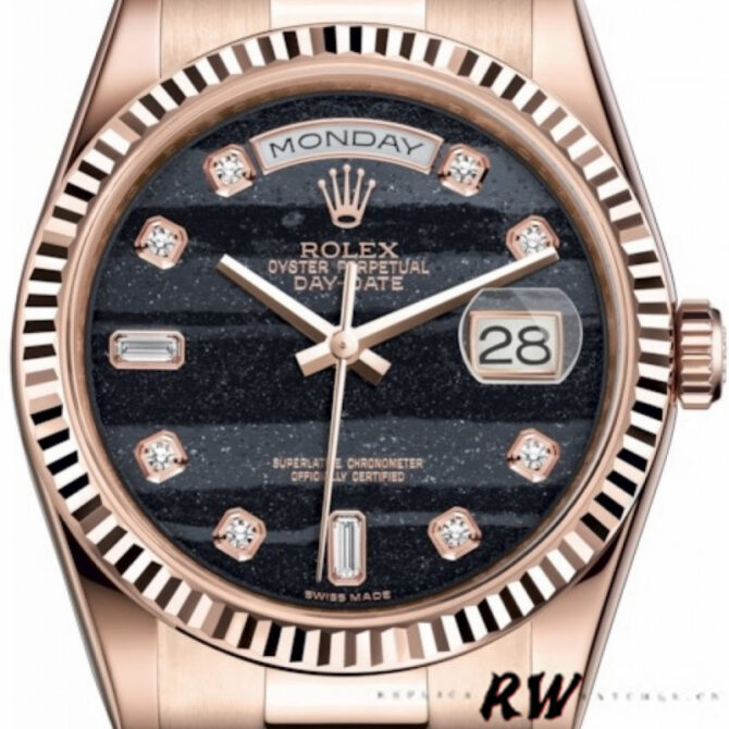 Replica Rolex Day-Date 118235 MOP Black Dial 36mm Unisex Watch