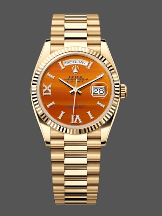 Replica Rolex Day-Date 128239 Blue Ombre Diamond Dial 36MM Unisex Watch
