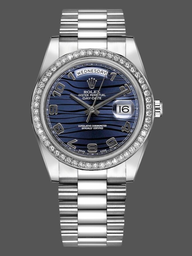 Replica Rolex Day-Date 218349 Wave Blue Dial 41MM Mens Watch