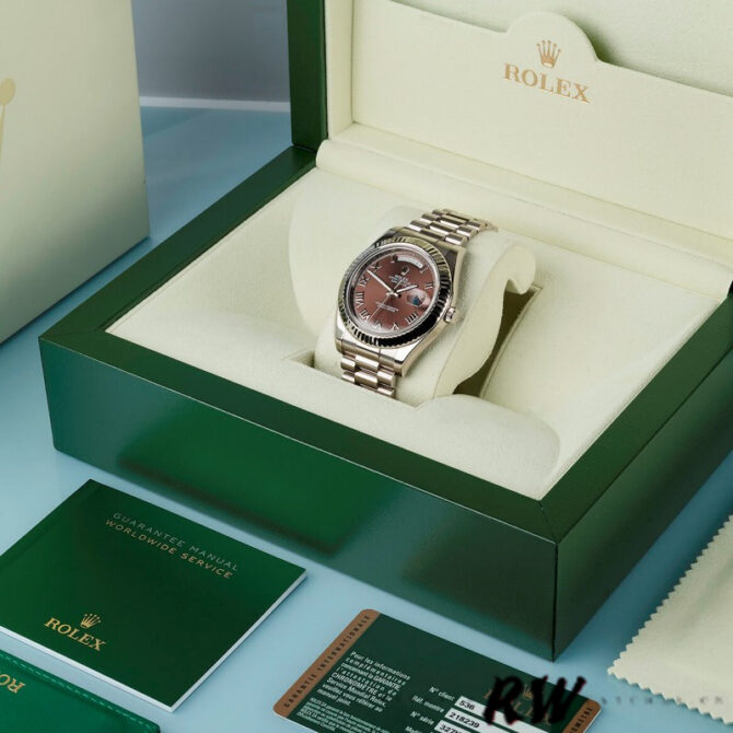 Replica Rolex Day-Date 228235 Sundust Index Dial Fluted Bezel 40mm Mens Watch