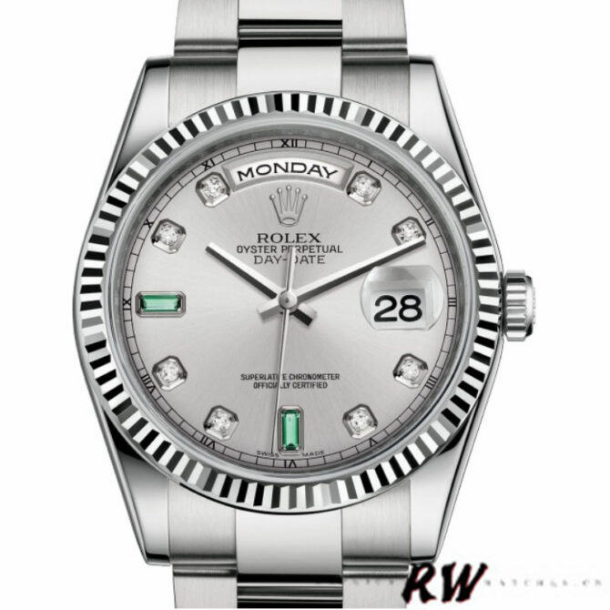 Replica Rolex Day-Date 118239 Rhodium grey Dial white gold 36mm Unisex Watch