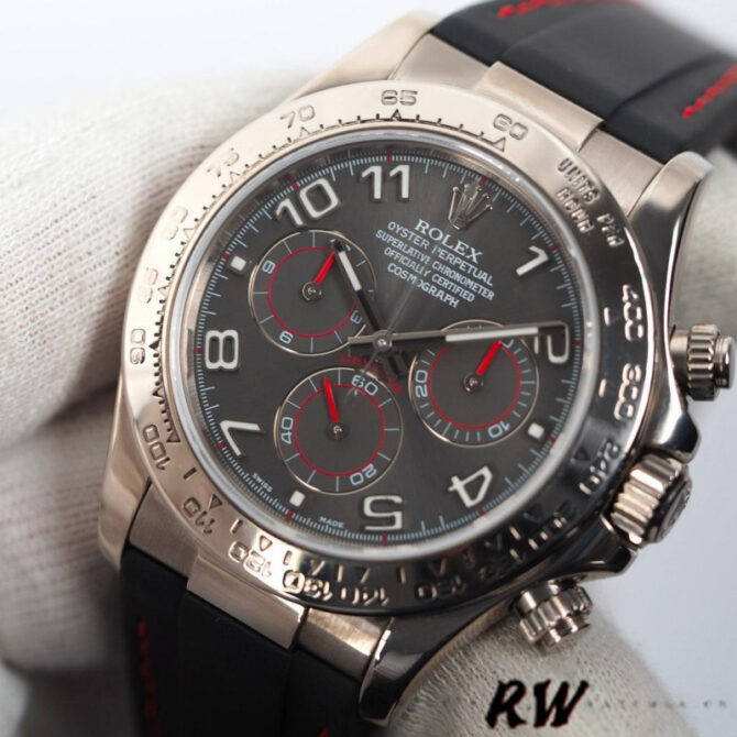 Rolex Daytona 116519 Grey Dial Black RubberB strap 40mm Mens Replica Watch