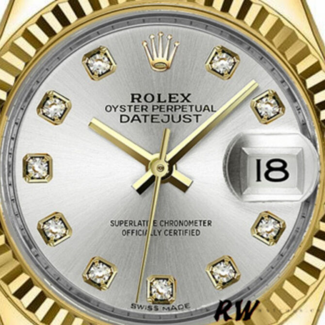 Rolex Datejust 279178 Silver Diamond Mark Fluted Bezel 28mm Lady Replica Watch