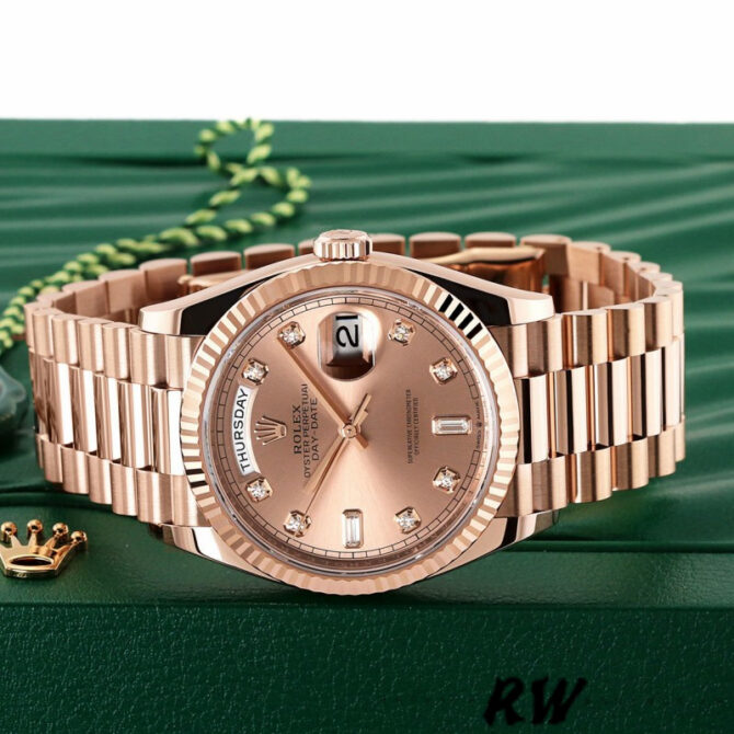 Replica Rolex Day-Date m128235 0009 Everose Gold Pink Rose Dial 36MM Unisex Watch