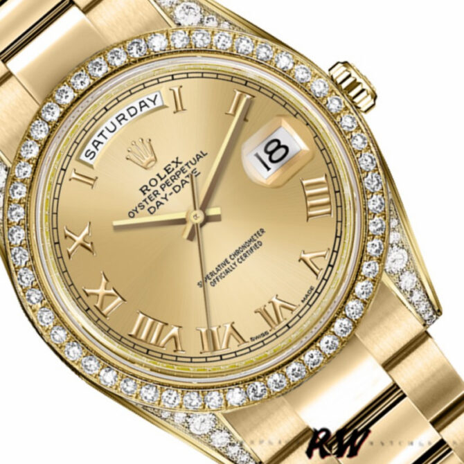 Replica Rolex Day-Date 118388 Champagne Roman Numeral Dial 36MM Unisex Watch