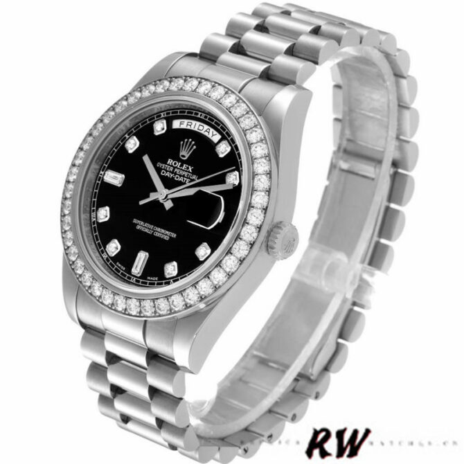 Replica Rolex Day-Date 218349 Black Diamond Dial 41MM Mens Watch