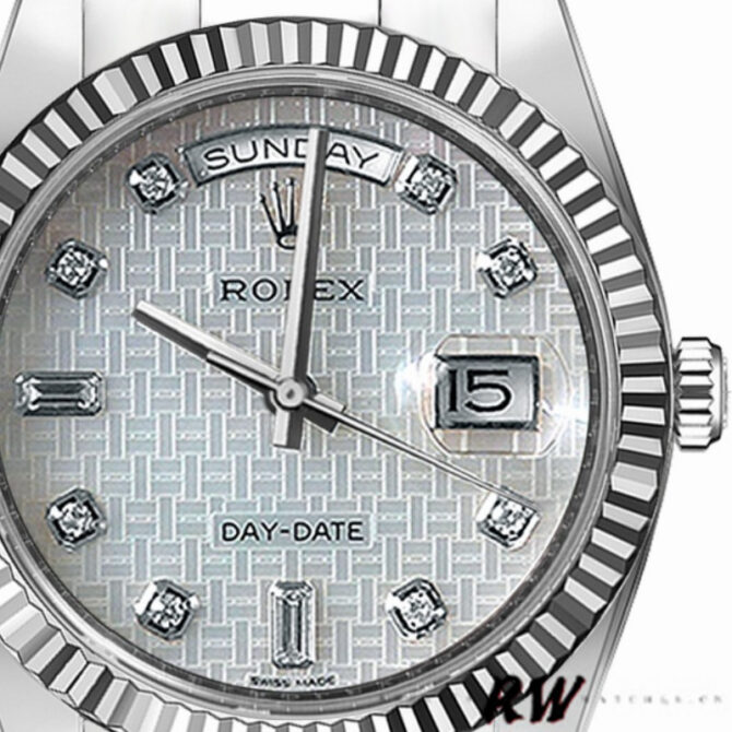 Replica Rolex Day-Date 118239 Mother of Pearl White Dial Fluted Bezel 36mm Unisex Watch