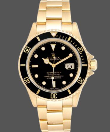 Rolex Submariner 16618 Yellow Gold Black Dial 40mm Mens Replica Watch